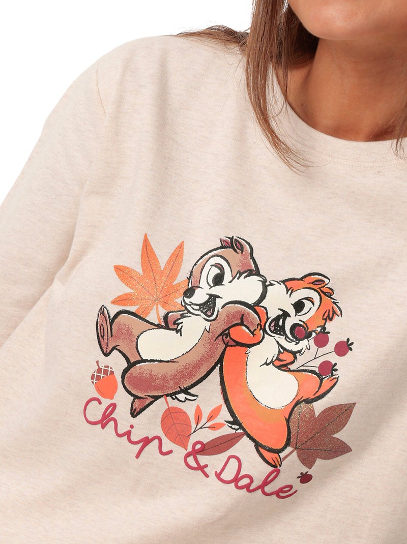 Pyjama pantalon top manches longues ChipNDale Disney Beige - Kiabi