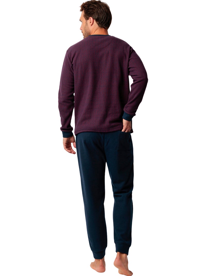 Pyjama pantalon top manches longues Claret Bordeaux - Kiabi