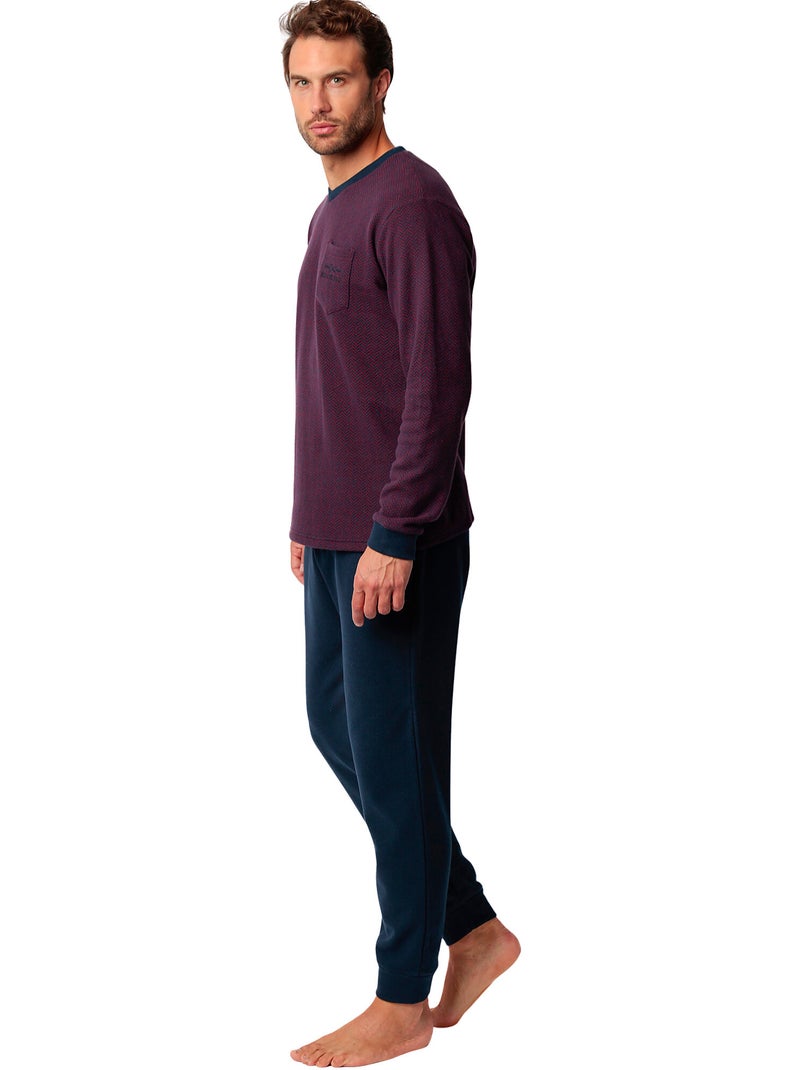 Pyjama pantalon top manches longues Claret Bordeaux - Kiabi