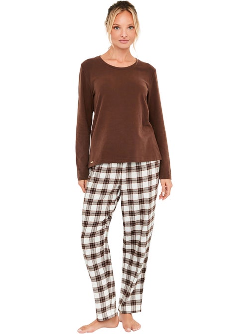 Pyjama pantalon top manches longues classic cocoa - Kiabi Pyjama pantalon top manches longues classic cocoa - Kiabi