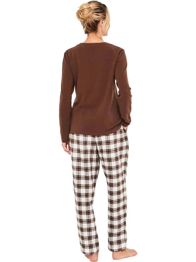 Pyjama pantalon top manches longues classic cocoa Marron - Kiabi