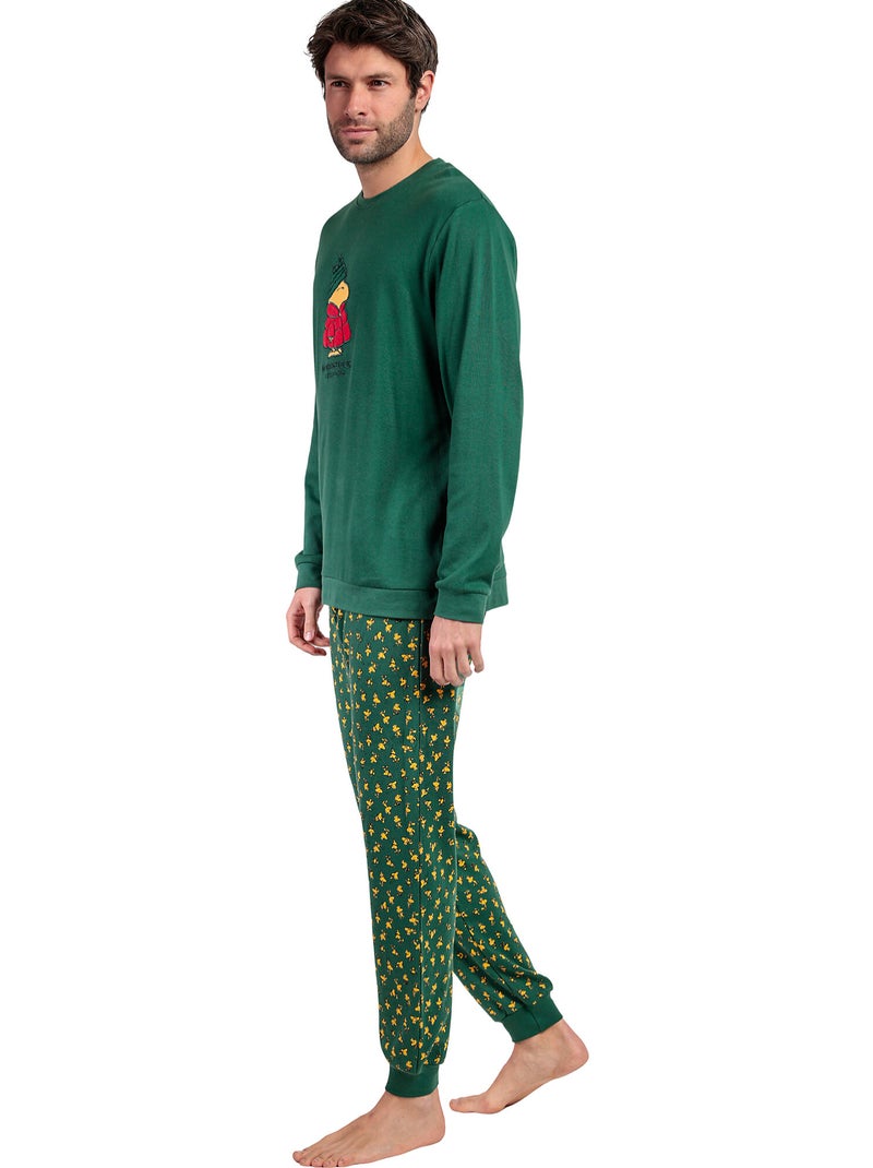 Pyjama pantalon top manches longues Classic Peanuts Vert - Kiabi