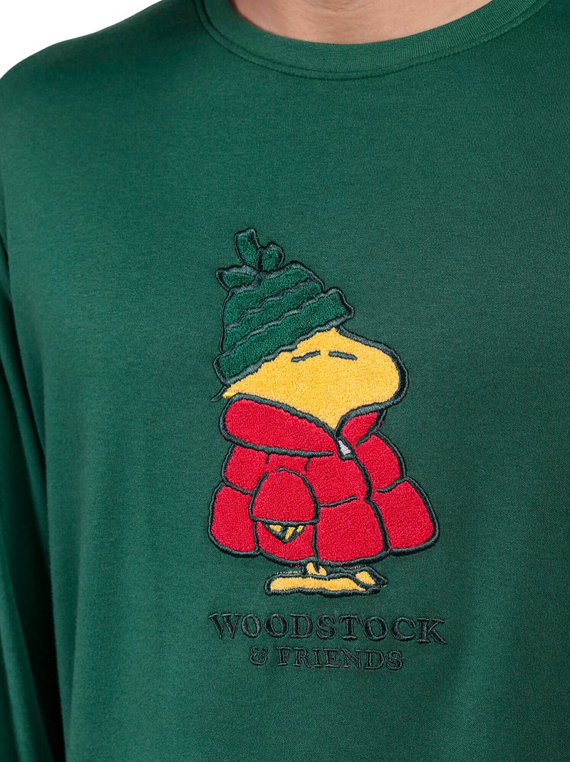 Pyjama pantalon top manches longues Classic Peanuts Vert - Kiabi