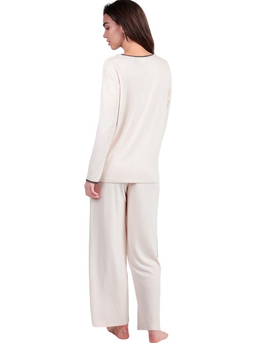 Pyjama pantalon top manches longues col V Elegant At Home - Kiabi