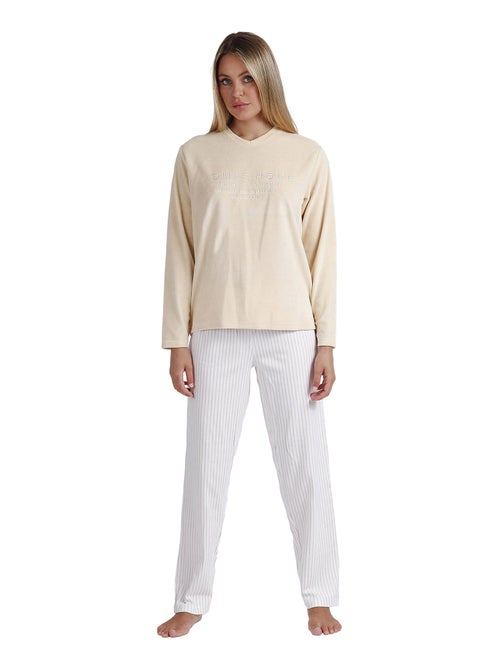 Pyjama pantalon top manches longues Comfort Home - Kiabi