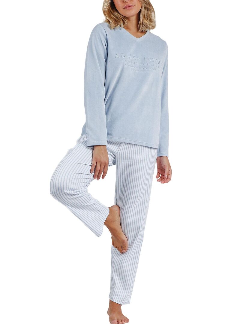 Admas Pyjama tenue d'intérieur pantalon et chemise Spike Bleu