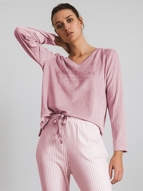 Pyjama pantalon top manches longues Comfort Home - Kiabi Pyjama pantalon top manches longues Comfort Home - Kiabi