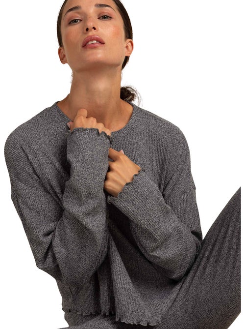 Pyjama pantalon top manches longues comfy look - Kiabi