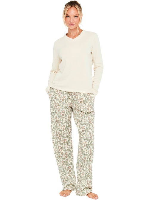 Pyjama pantalon top manches longues cotton layer - Kiabi Pyjama pantalon top manches longues cotton layer - Kiabi