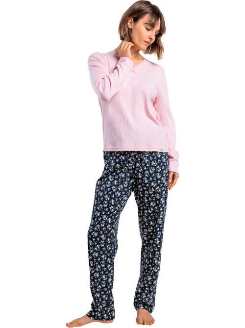 Pyjama pantalon top manches longues dark liberty - Kiabi Pyjama pantalon top manches longues dark liberty - Kiabi