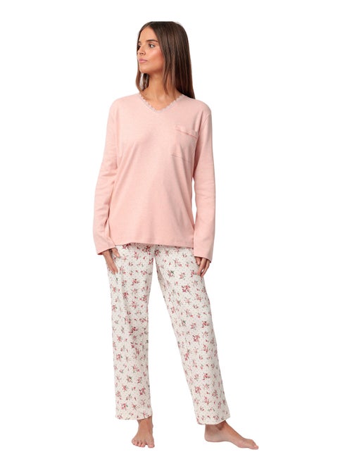 Pyjama pantalon top manches longues Dots And Flowers - Kiabi