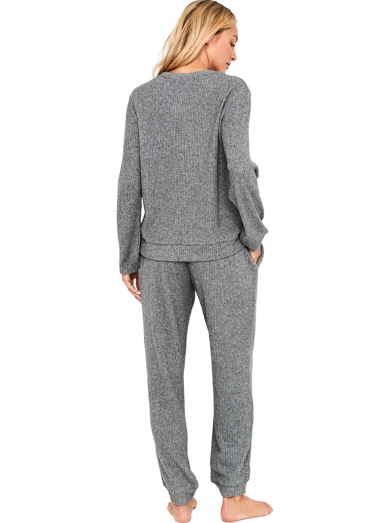 Pyjama pantalon top manches longues dreamood Gris - Kiabi