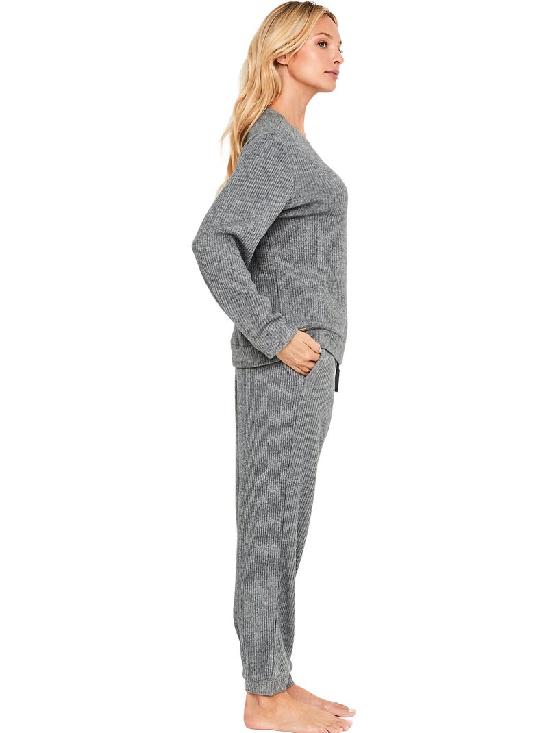 Pyjama pantalon top manches longues dreamood Gris - Kiabi