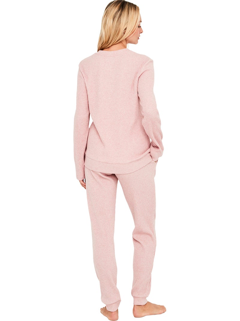 Pyjama pantalon top manches longues dreamood Rose - Kiabi