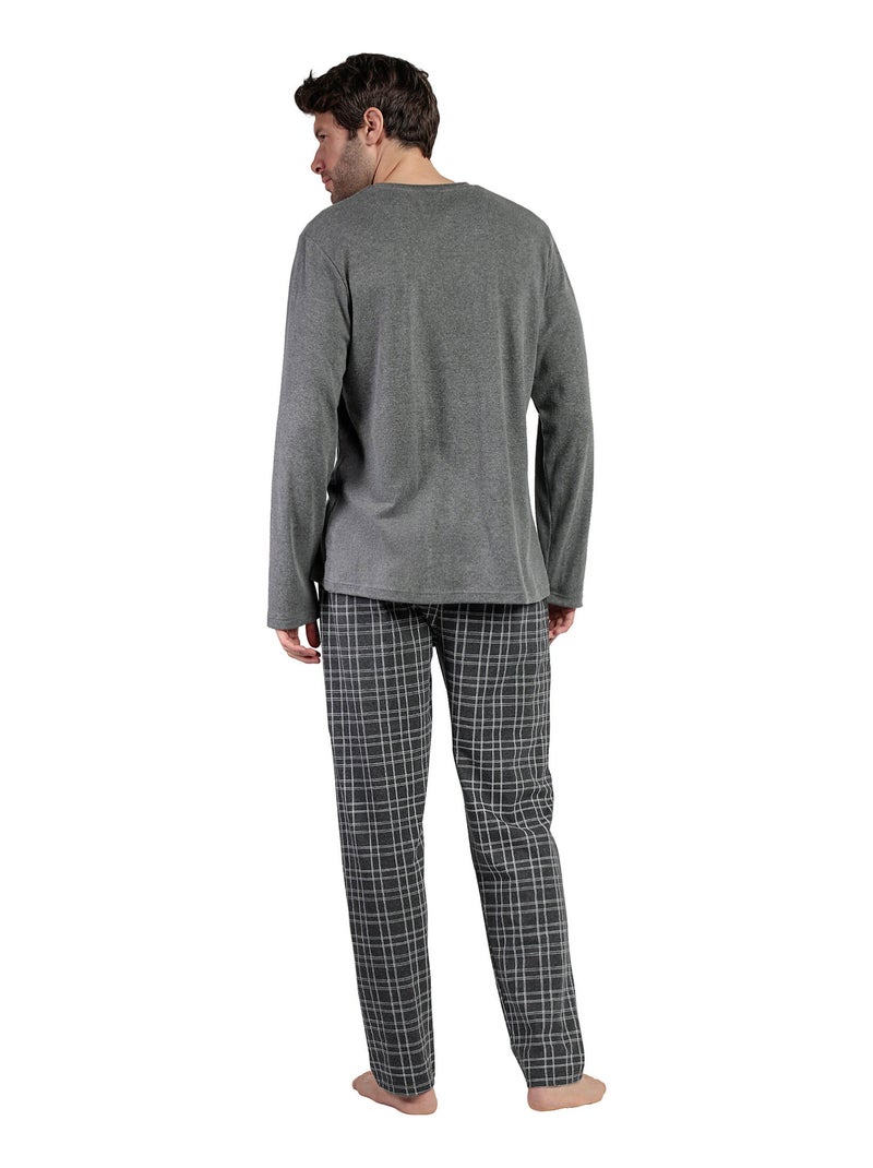Pyjama pantalon top manches longues Ebony Gris - Kiabi