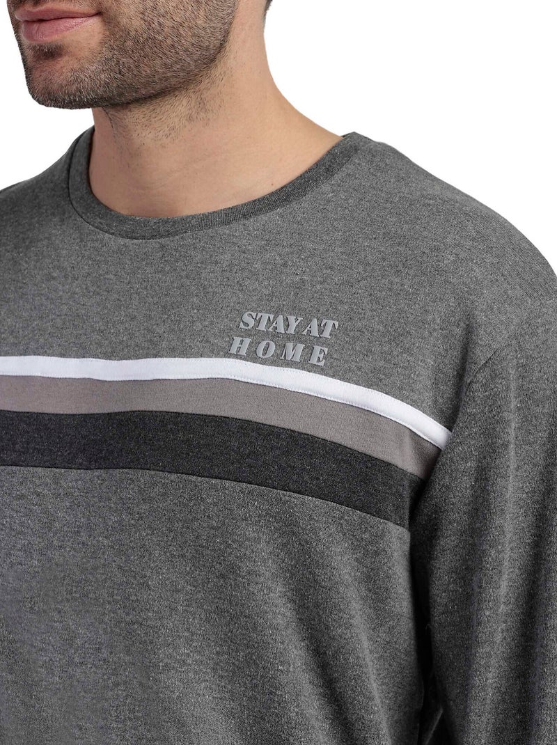 Pyjama pantalon top manches longues Ebony Gris - Kiabi