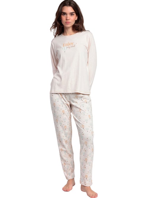 Pyjama pantalon top manches longues Enjoy Every Moment - Kiabi