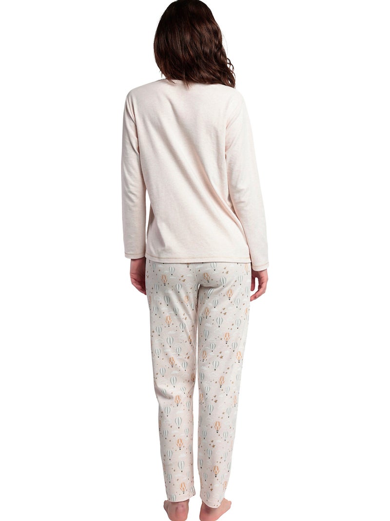 Pyjama pantalon top manches longues Enjoy Every Moment Beige - Kiabi