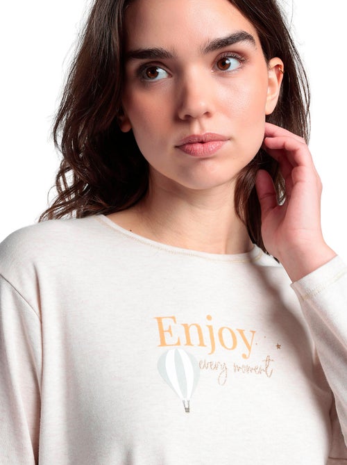 Pyjama pantalon top manches longues Enjoy Every Moment - Kiabi