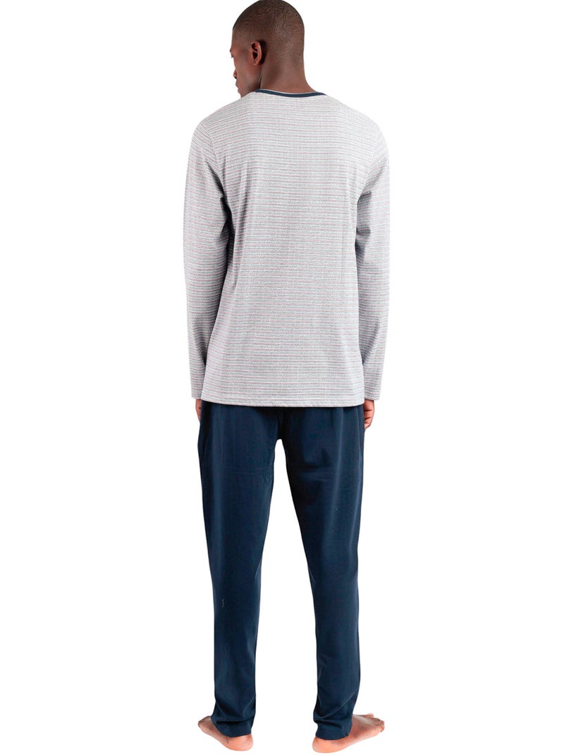 Pyjama pantalon top manches longues Espiga Bleu - Kiabi