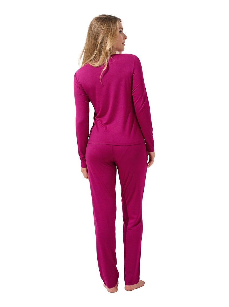 Pyjama pantalon top manches longues EVELYN Magenta - Kiabi