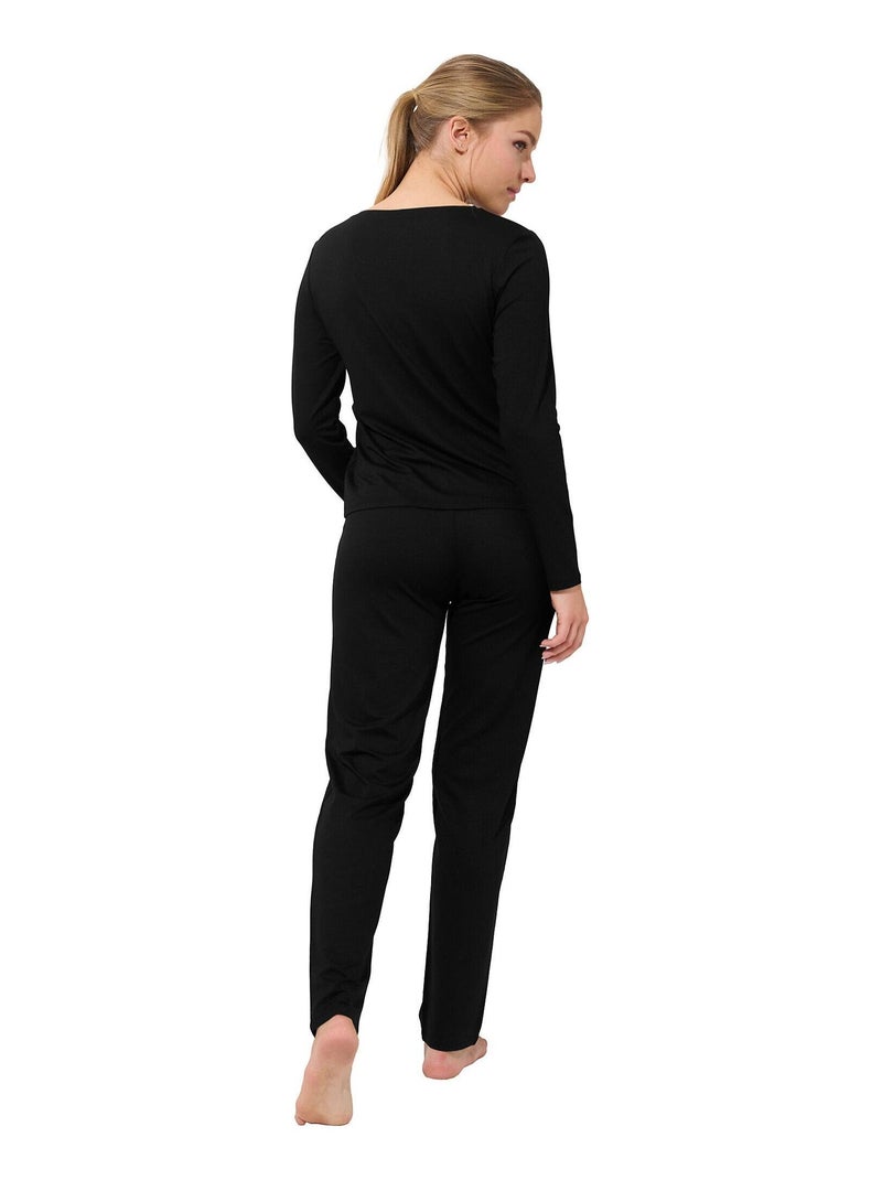 Pyjama pantalon top manches longues EVELYN Noir - Kiabi
