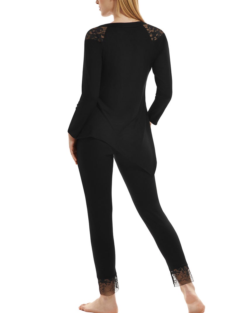 Pyjama pantalon top manches longues Flamenco Noir - Kiabi