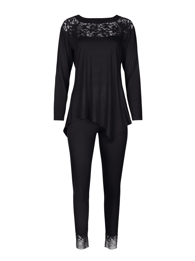 Pyjama pantalon top manches longues Flamenco Noir - Kiabi