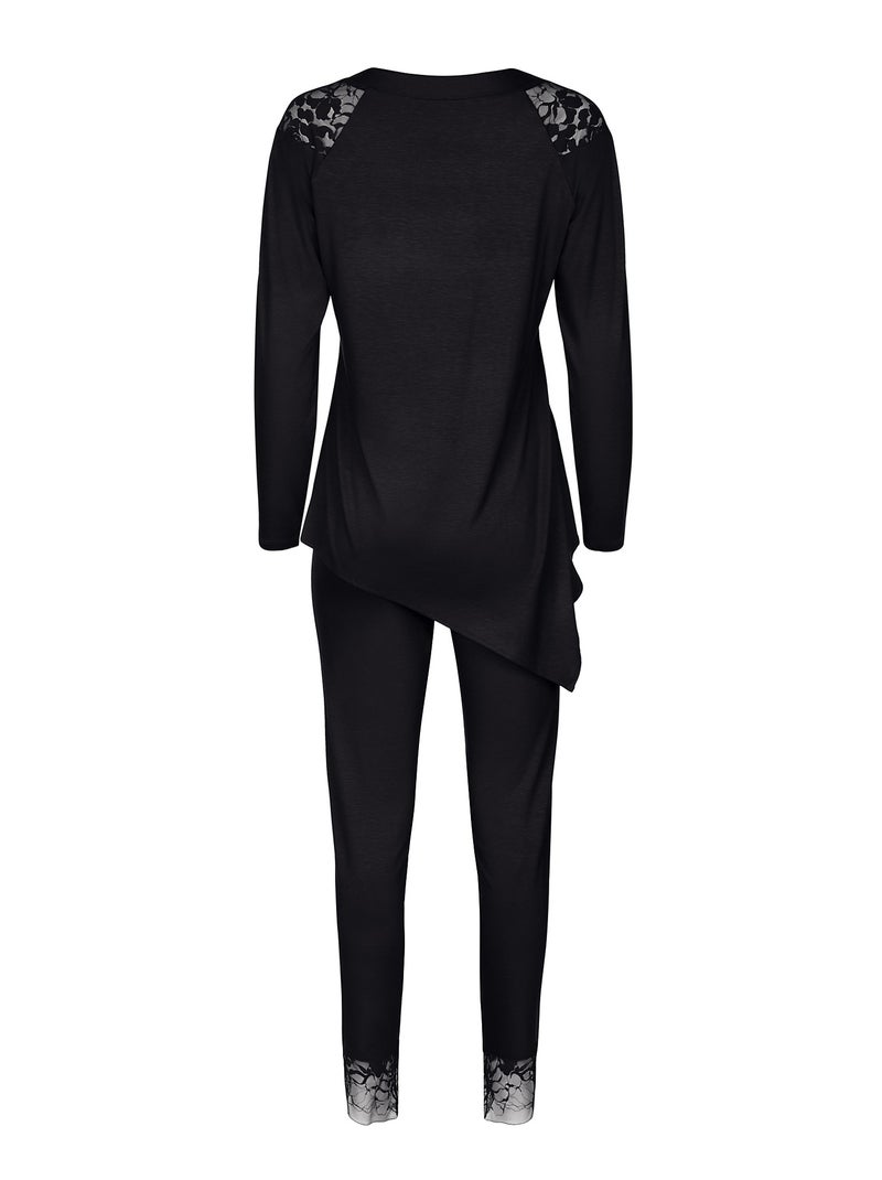 Pyjama pantalon top manches longues Flamenco Noir - Kiabi