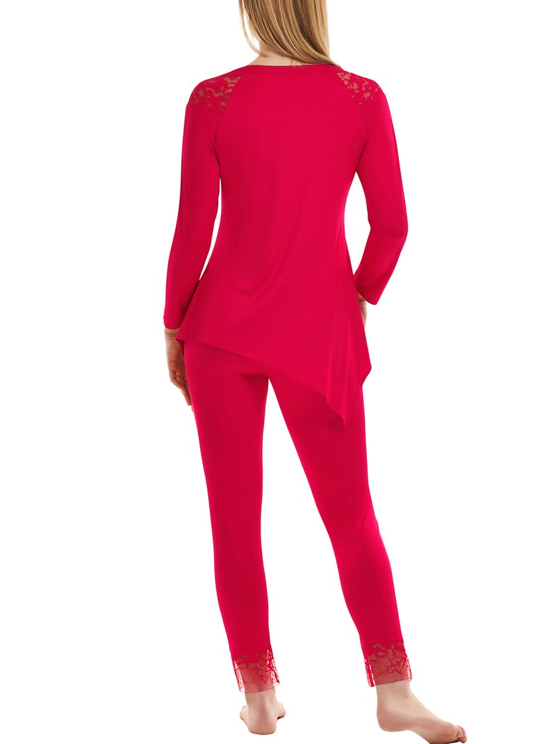 Pyjama pantalon top manches longues Flamenco Rouge - Kiabi