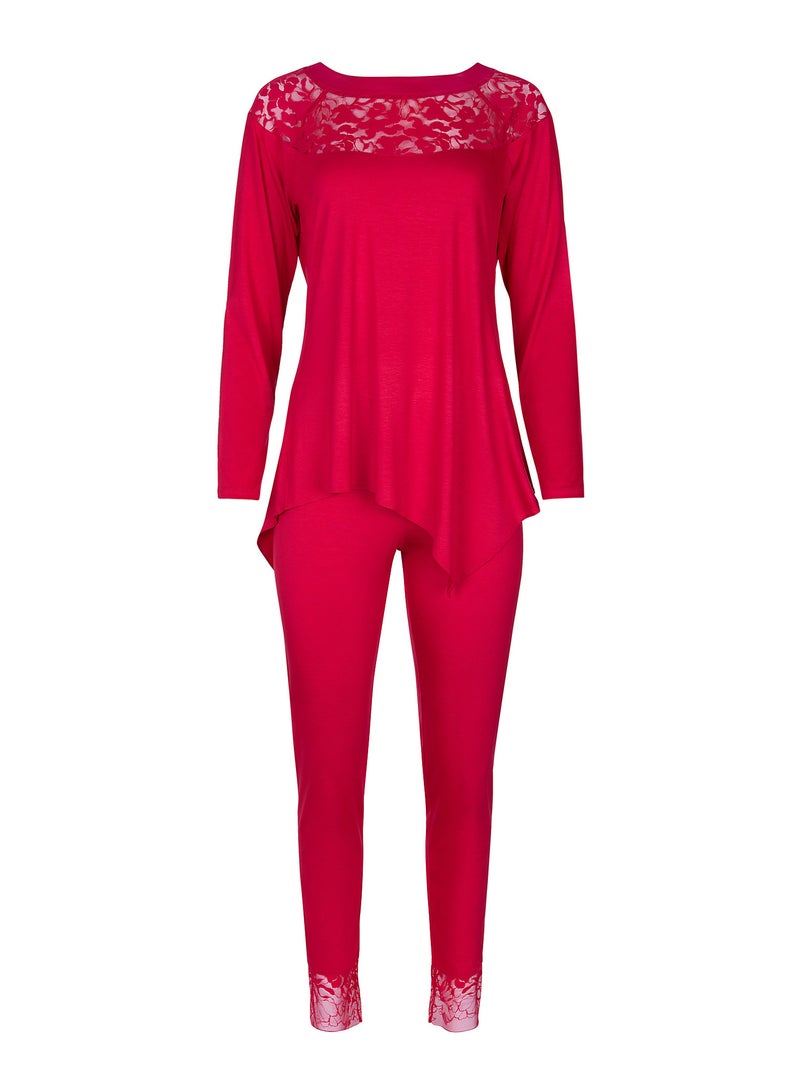Pyjama pantalon top manches longues Flamenco Rouge - Kiabi