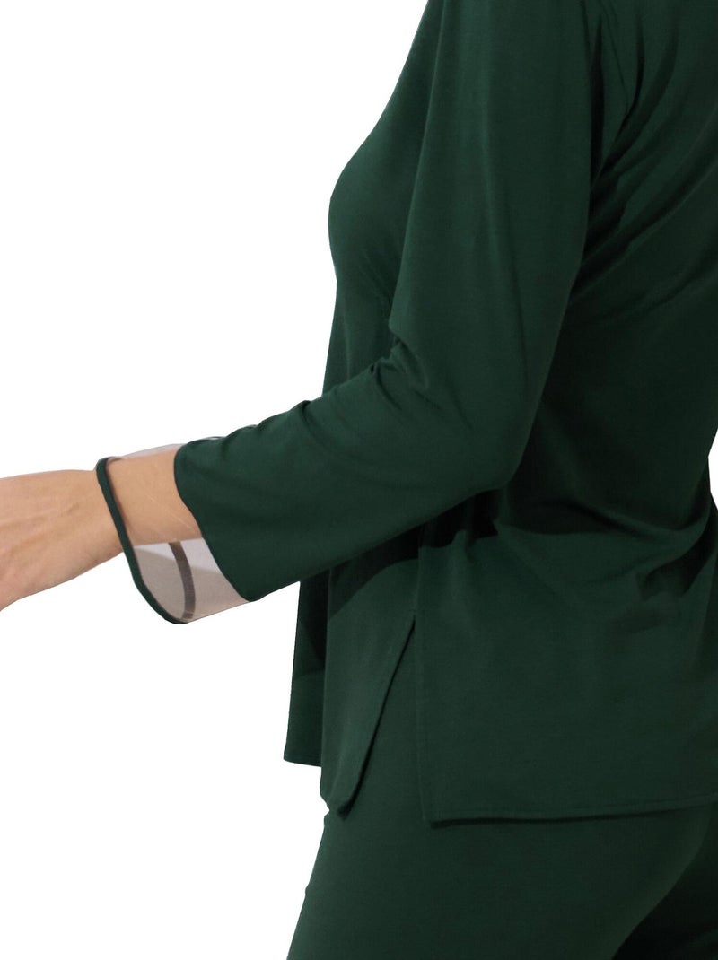 Pyjama pantalon top manches longues Gloriosa Vert - Kiabi