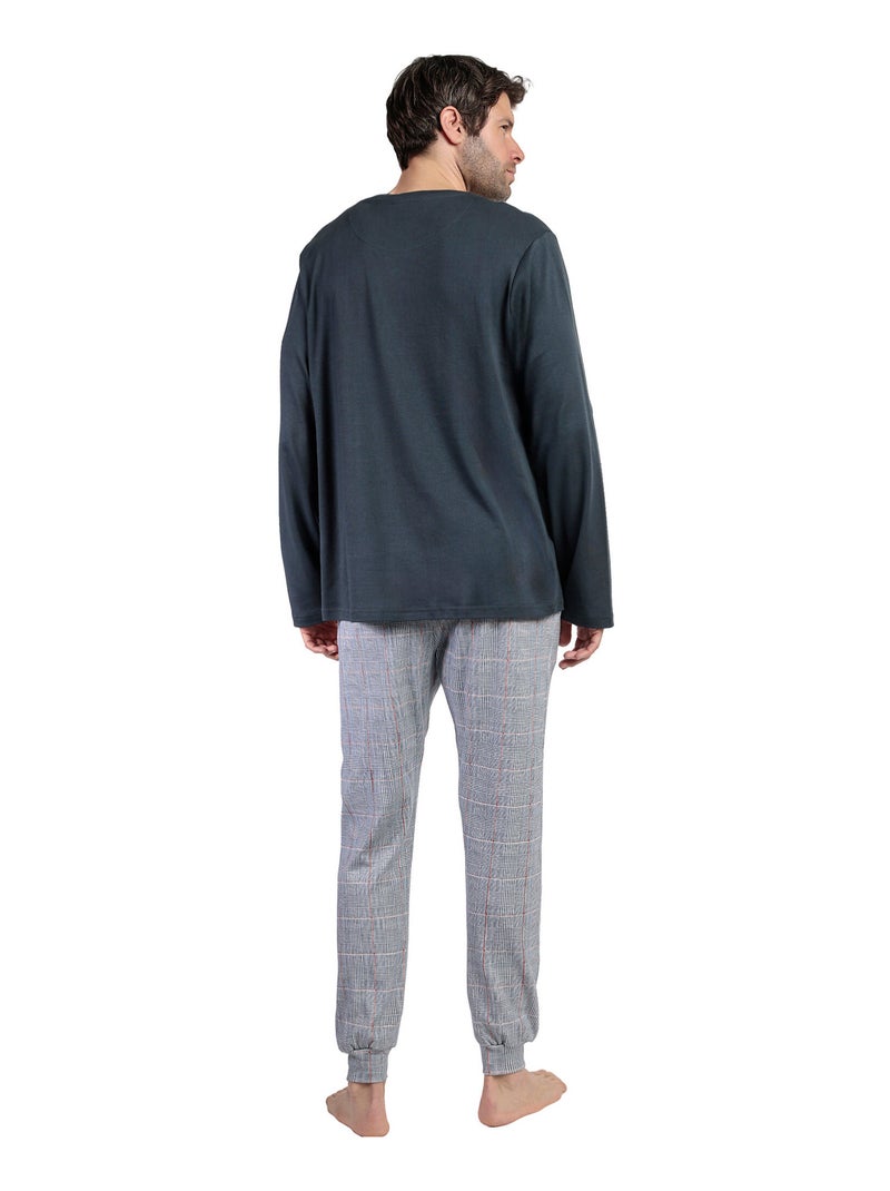 Pyjama pantalon top manches longues Harris Gris - Kiabi