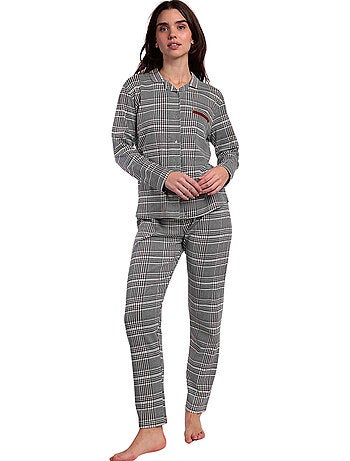 Pyjama pantalon top manches longues Houdstooth