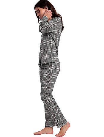 Pyjama pantalon top manches longues Houdstooth