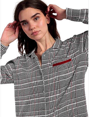 Pyjama pantalon top manches longues Houdstooth