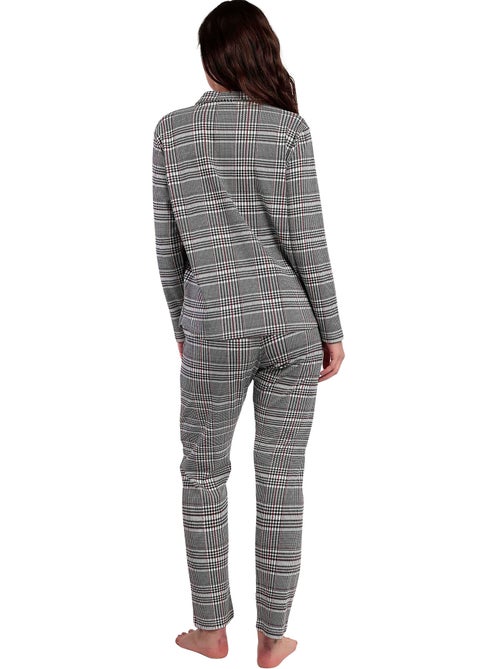 Pyjama pantalon top manches longues Houdstooth - Kiabi Pyjama pantalon top manches longues Houdstooth - Kiabi
