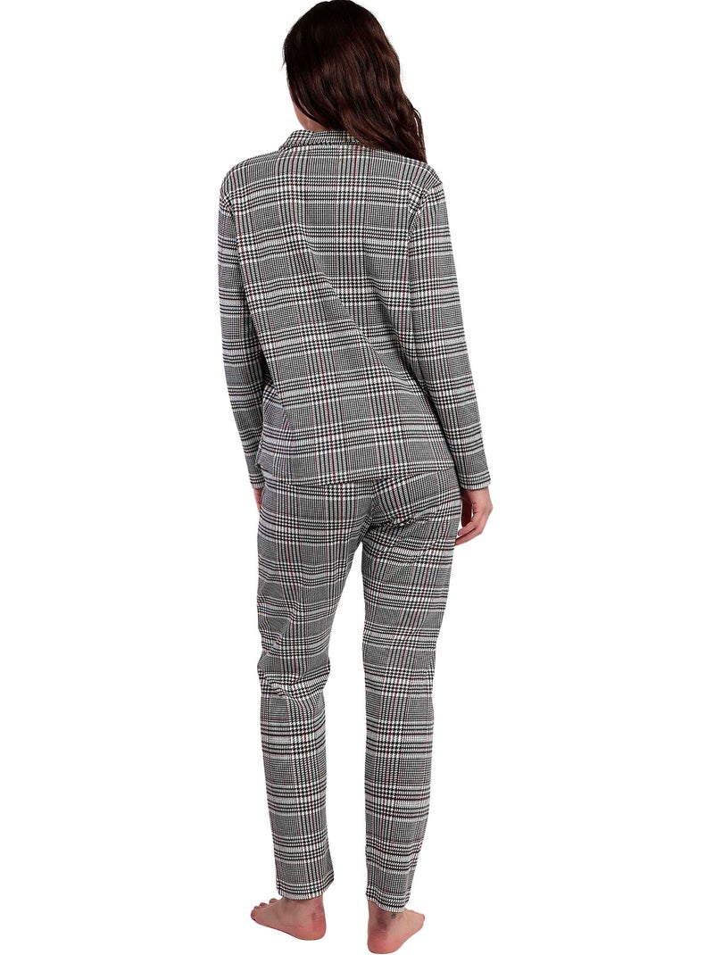 Pyjama pantalon top manches longues Houdstooth Gris - Kiabi