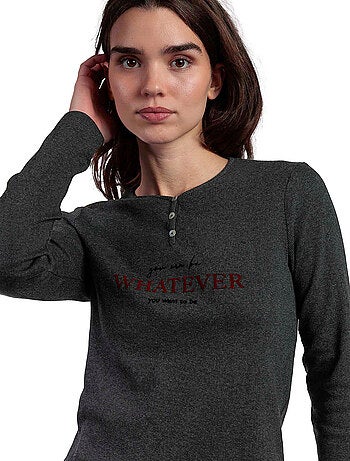 Pyjama pantalon top manches longues Houndstooth