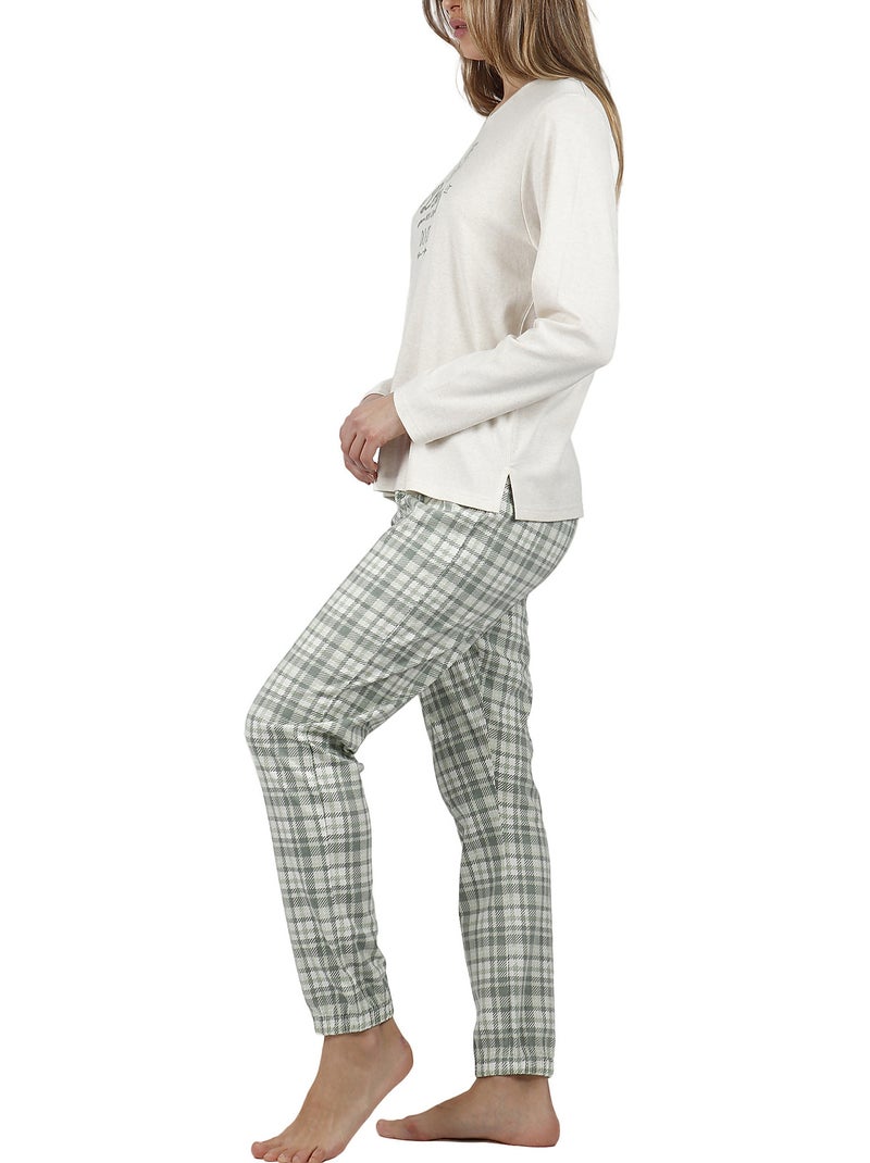 Pyjama pantalon top manches longues If You Dream Beige - Kiabi