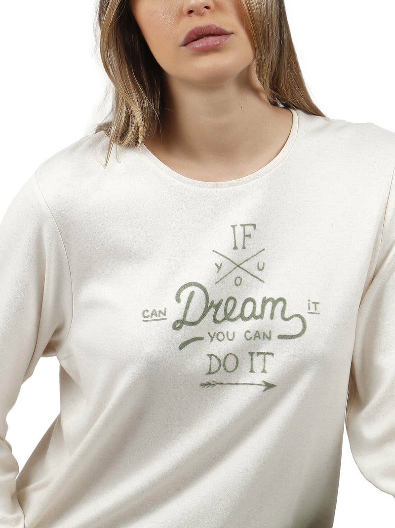 Pyjama pantalon top manches longues If You Dream Beige - Kiabi