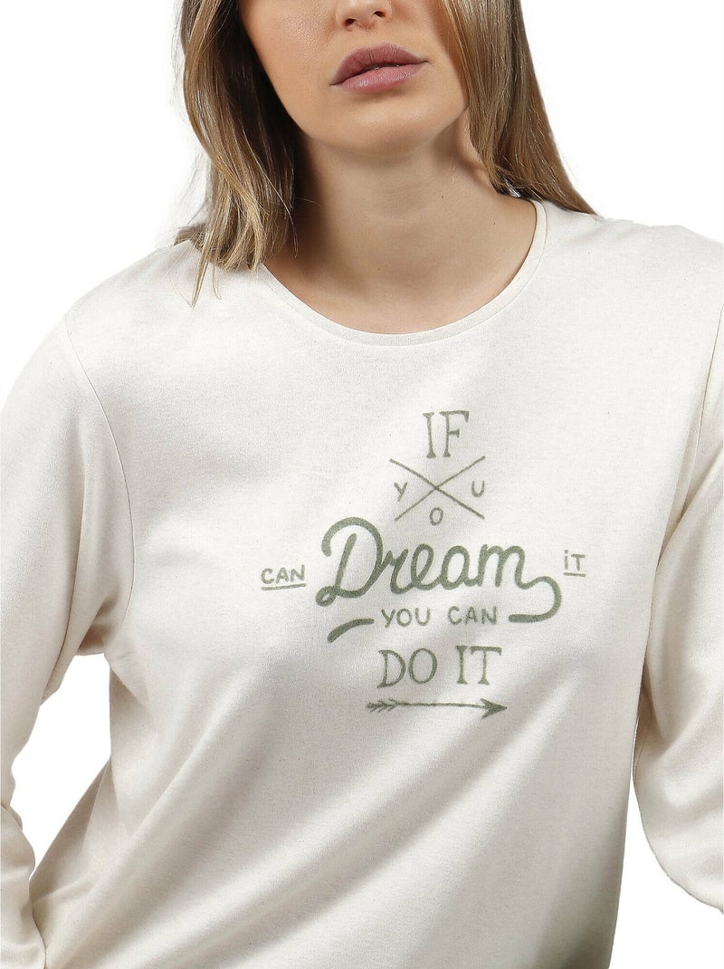 Pyjama pantalon top manches longues If You Dream Beige - Kiabi