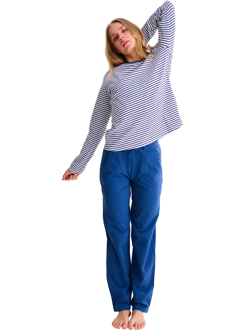 Pyjama pantalon top manches longues INFINITY Bleu - Kiabi