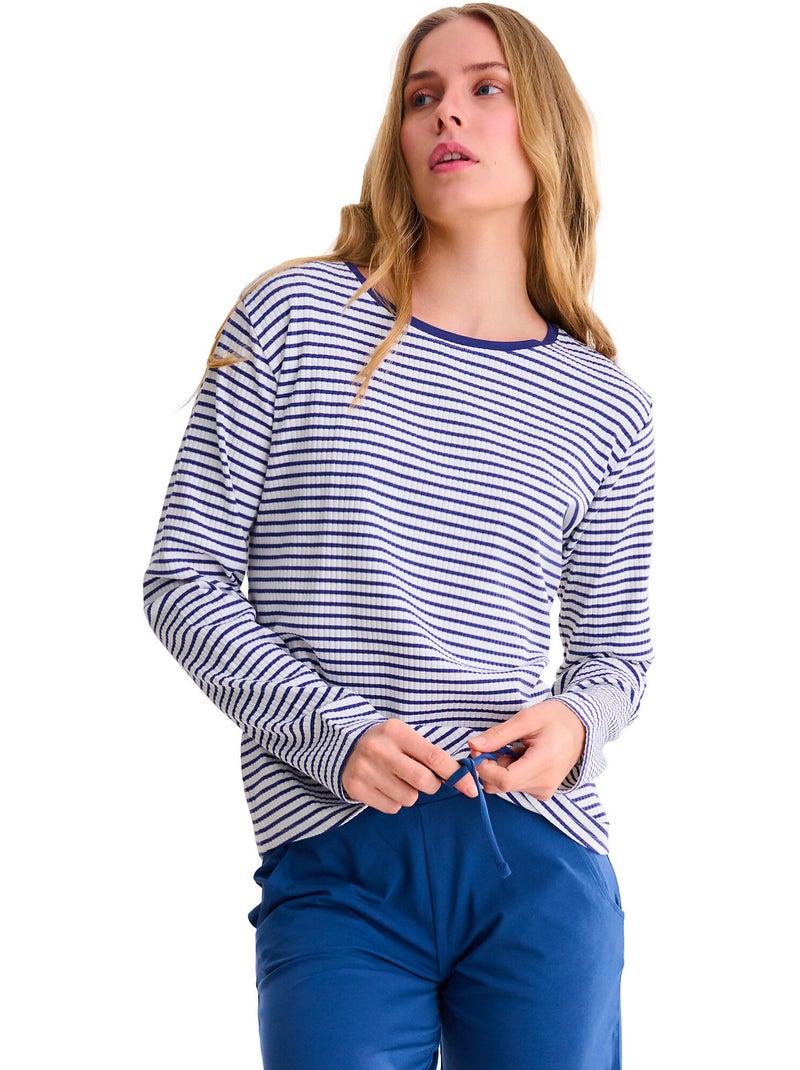 Pyjama pantalon top manches longues INFINITY Bleu - Kiabi