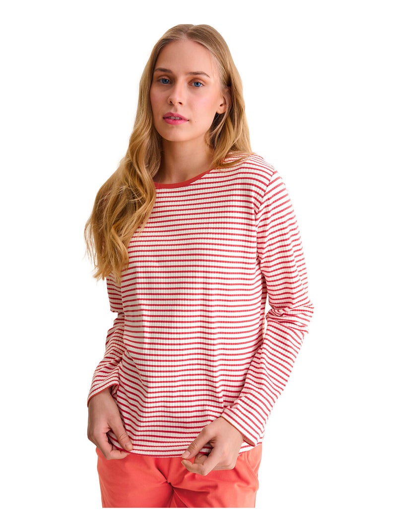 Pyjama pantalon top manches longues INFINITY Orange corail - Kiabi
