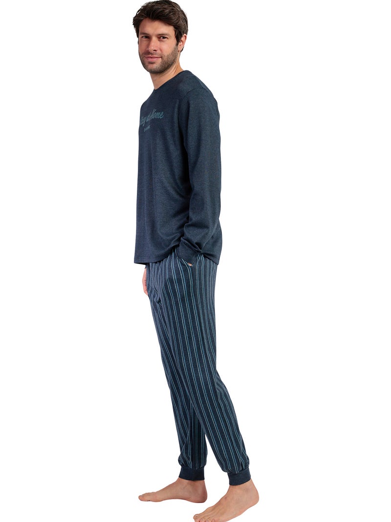 Pyjama pantalon top manches longues Italic Bleu marine - Kiabi