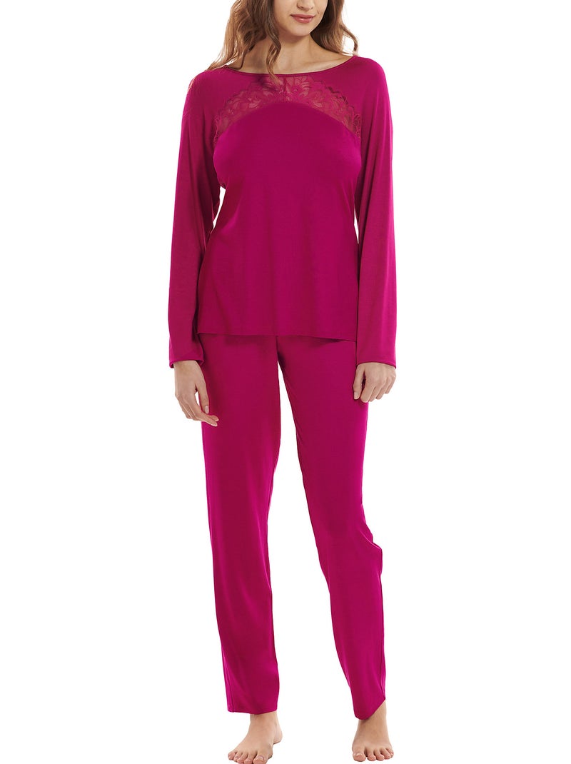 Pyjama pantalon top manches longues Karin Violet - Kiabi
