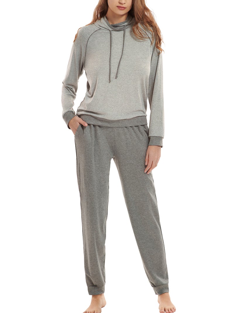 Pyjama pantalon top manches longues Kelly Gris - Kiabi