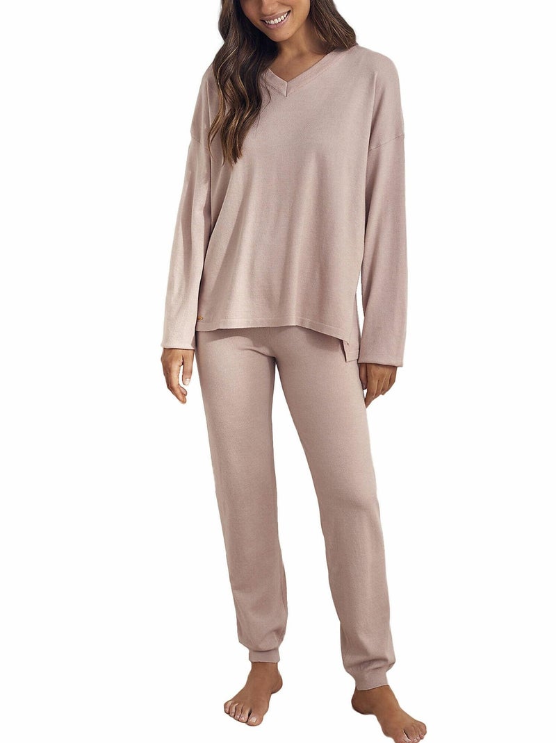 Pyjama pantalon top manches longues Knitting Rose - Kiabi