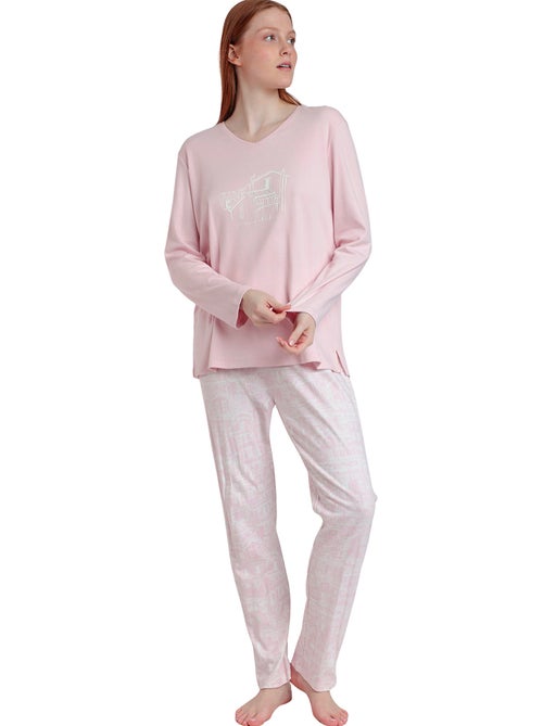 Pyjama pantalon top manches longues La Vie Est Belle - Kiabi